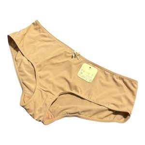 Parfait By Affinitas Bikini Panty Nude Beige Size XL Nylon Bow Panties Sexy NWT
